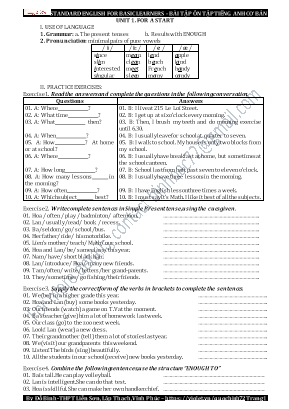 Bài tập ôn tập Tiếng Anh cơ bản - Đỗ Bình